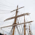 The three masted Palinuro, a historic Italian Navy training barquentine, moored in the Gaeta port. Royalty Free Stock Photo